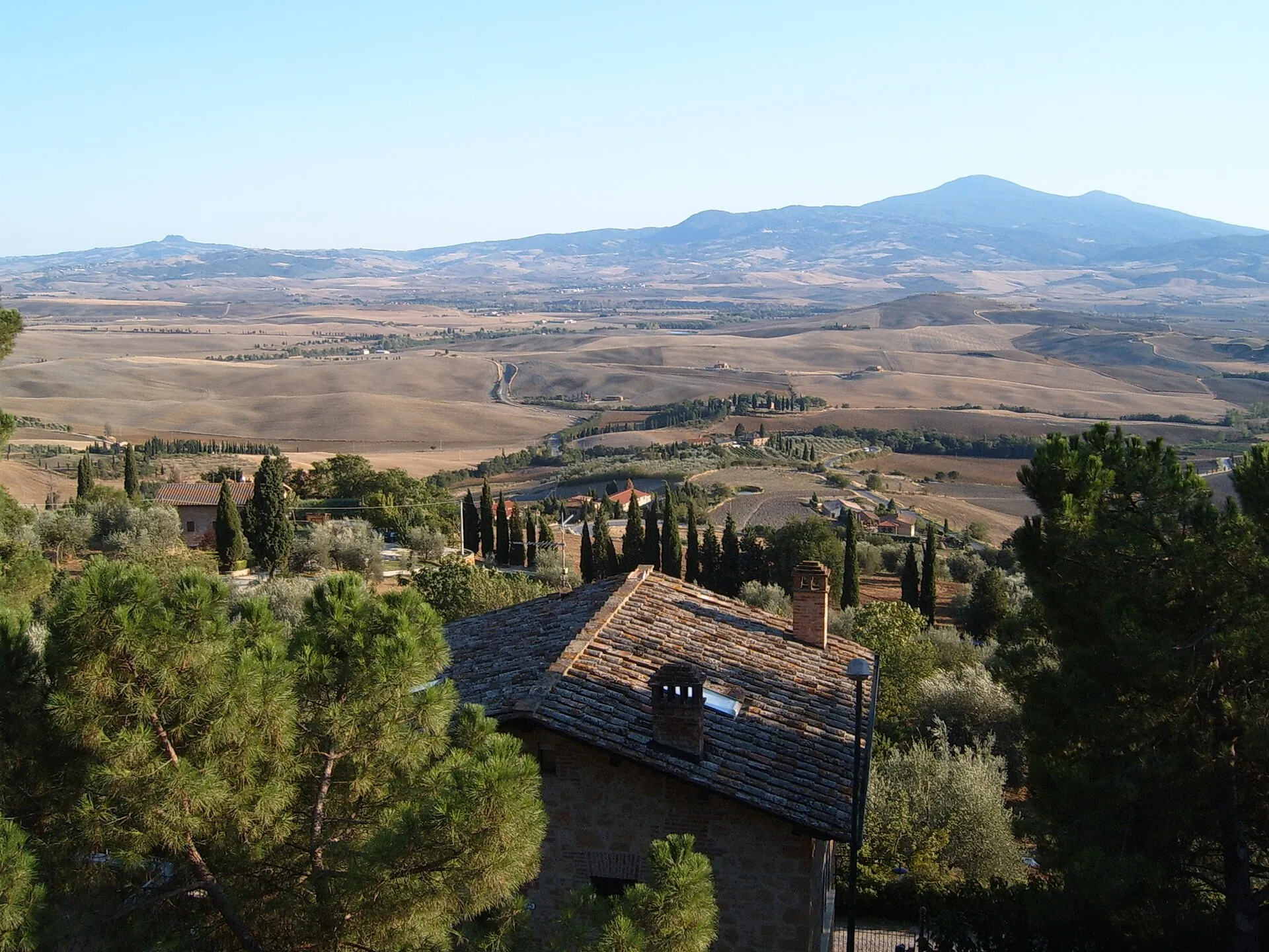 Panorama della Val d’Orcia con Pienza e le colline toscane